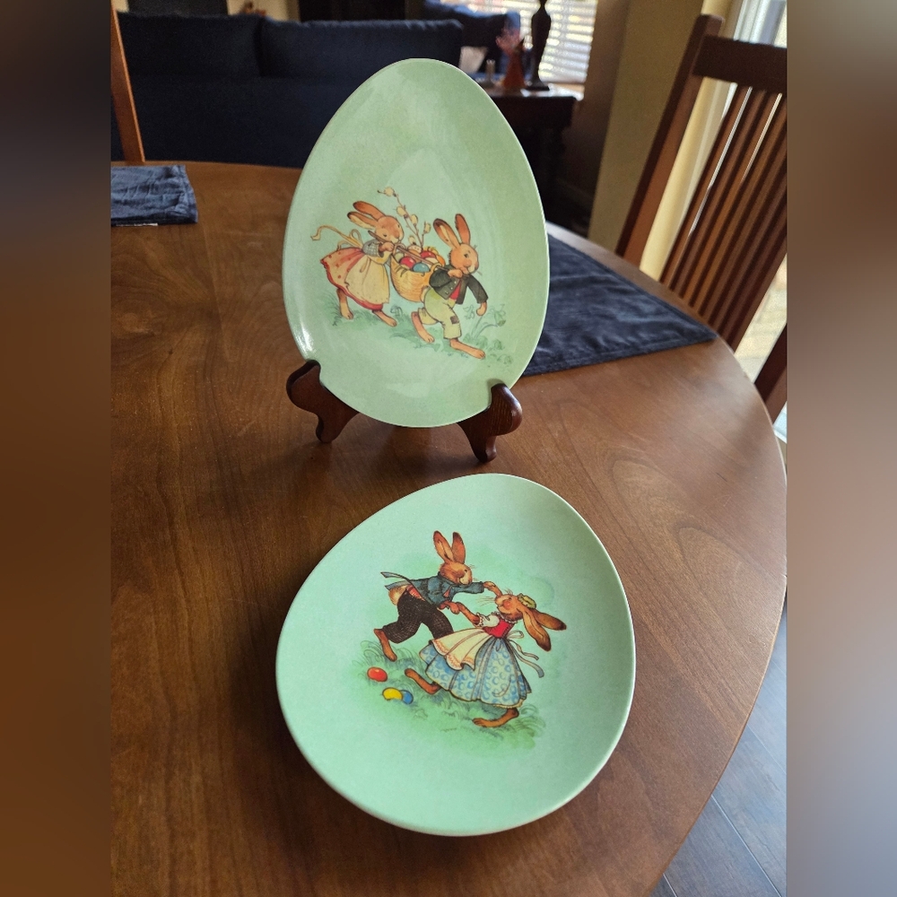Vintage Looking Easter Bunnies World Market Melamine Plates